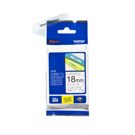 TZe-141 crna na prozirno 18 mm