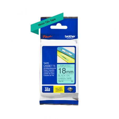 TZe-741 crna na zeleno 18mm