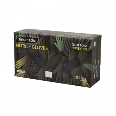 Rukavice  NITRIL bez pudera Sinomedic M 1/100 crne