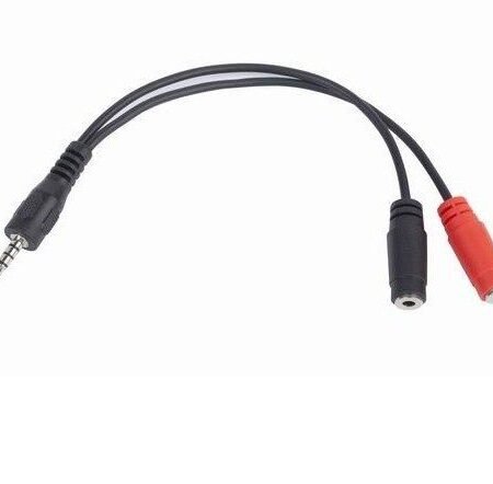 CCA-417 Gembird 2x 3.5 mm(slusalice i mikrofon) adapter na 1x 3.5mm(4 pin) cable, 0.2 m crni