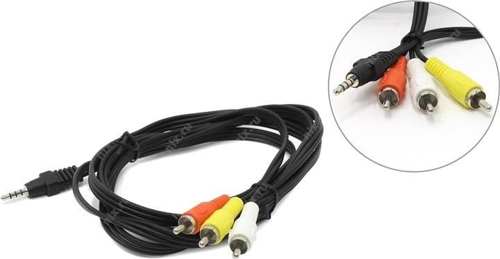 CCA-4P2R-2M Gembird Jack AV 3.5mm 4-pin, cable Jack AV 3.5mm male - 3x RCA male 2m black - Slika 2