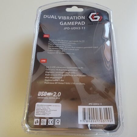 JPD-UDV2-11 ** Gembird USB 2.0 double analog vibration gamepad black (639)