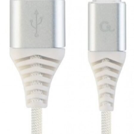 CC-USB2B-AMmBM-1M-BW2 Gembird Premium cotton braided Micro-USB charging -data cable,1m, silver/white
