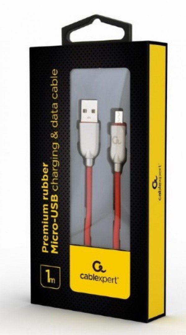 CC-USB2R-AMmBM-1M-R Gembird Premium rubber Micro-USB charging and data cable, 1m, red - Slika 2