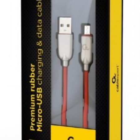 CC-USB2R-AMmBM-2M-R Gembird Premium rubber Micro-USB charging and data cable, 2m, red