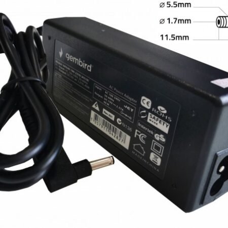 NPA65-190-3420 (AC07) Gembird punjac za laptop 65W-19V-3.42A, 5.5x1.7mm yellow (Alt=AC09)