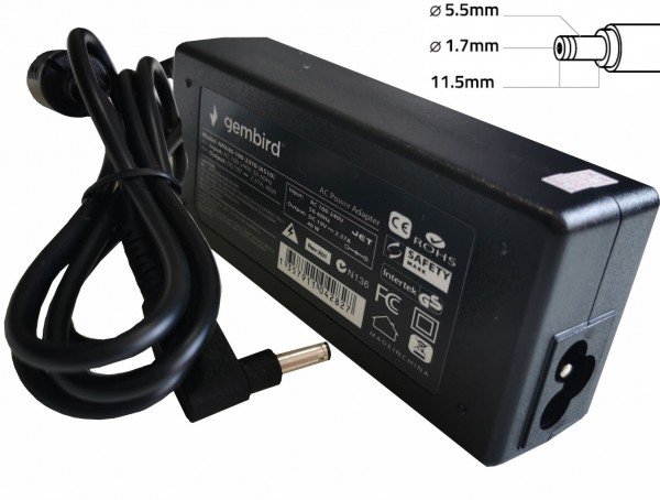 NPA65-190-3420 (AC07) Gembird punjac za laptop 65W-19V-3.42A, 5.5x1.7mm yellow (Alt=AC09)