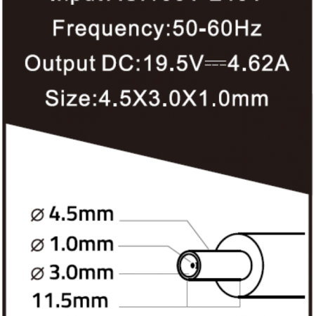 NPA90-195-4620 (HP14) Gembird punjac za laptop 90W-19.5V-4.62A, 4.5x3.0mm blue PIN