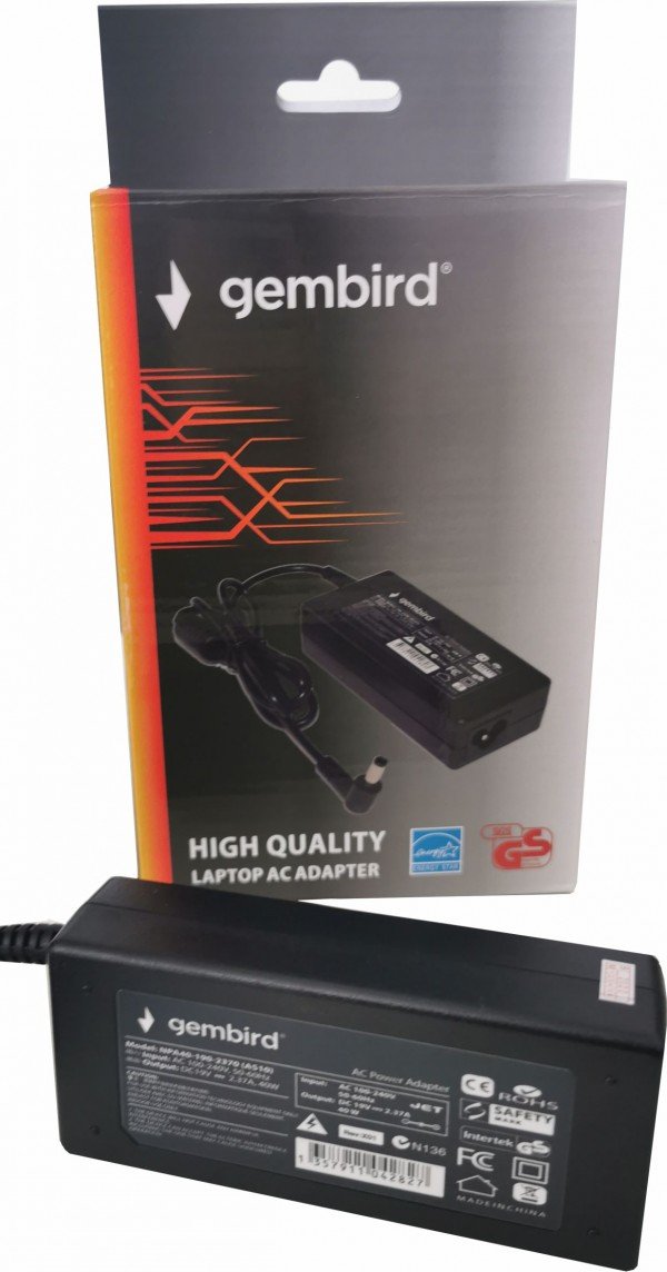 NPA65-190-3420 (AC08) Gembird punjac za laptop 65W-19V-3.42A, 3.0x1.1mm