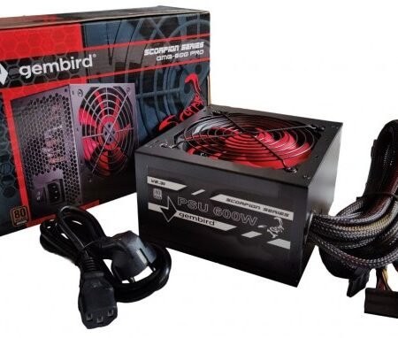 GMB-600-PRO Gembird napajanje 600W 80+BRONZE, PFC,12cm FAN, 20+4pin, 2x4pin,2x 6+2pin, 5xSATA
