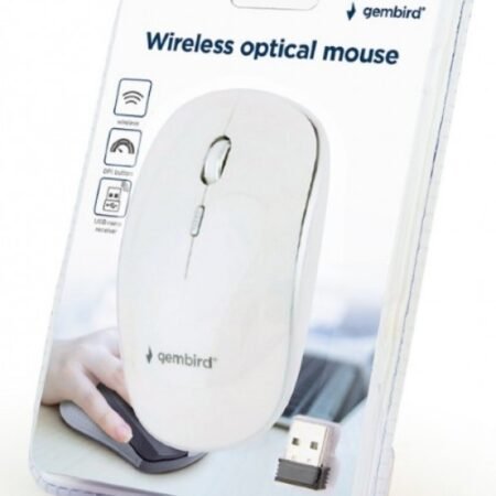 MUSW-4B-01-W Gembird Bezicni mis 2,4GHz opticki USB 800-1600Dpi white 115mm, visina-30mm