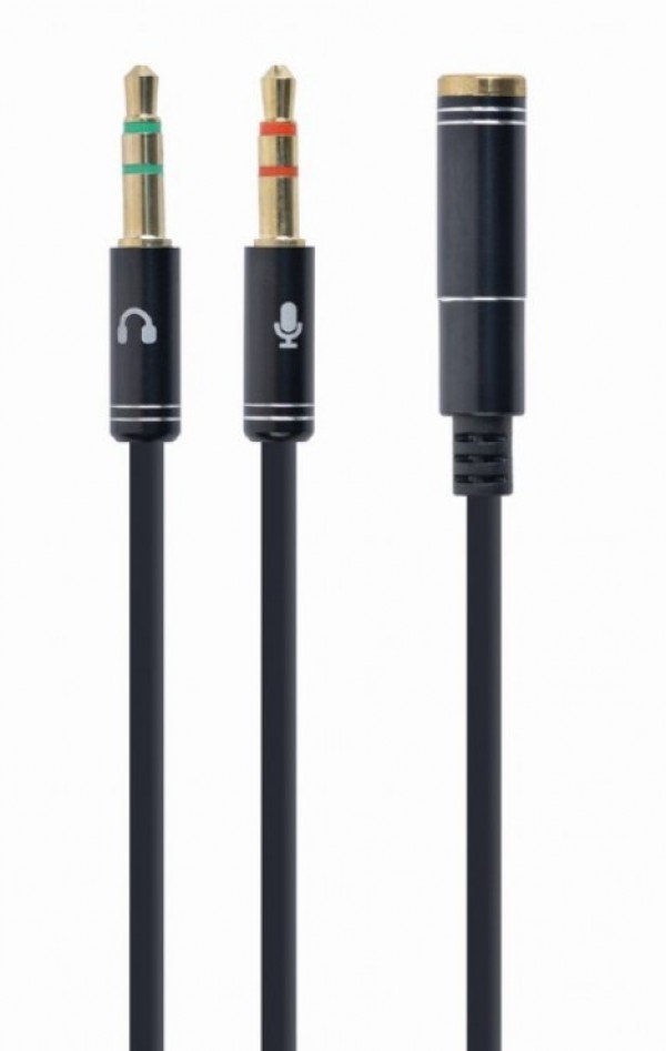 CCA-418M Gembird 3.5mm Headphone Mic Audio Y Splitter Cable Female to 2x3.5mm Male adapter, Metal - Slika 2
