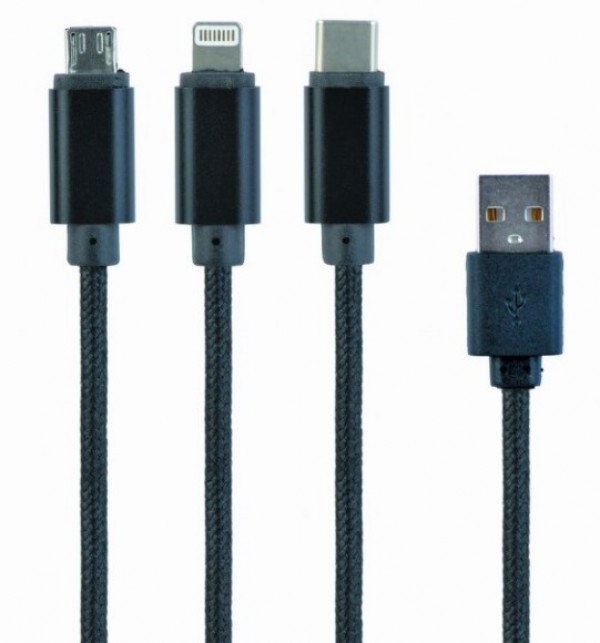 CC-USB2-AM31-1M Gembird USB 3-u-1 kabl za punjenje 8-pin, Type-C, microUSB, crni, 1m - Slika 3