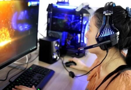 Microlab G6 Gejmerske slusalice sa mikrofonom, 50mm/20Ohm, color LED, 3.5mm + USB blue/black