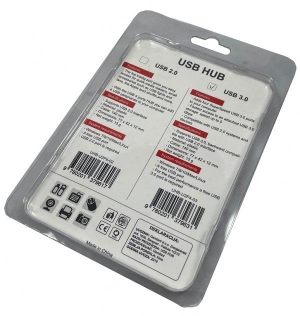 UHB-U3P4-03 ** Gembird HUB 4 USB3.0 4-port, storage speed 5Gbps, black (alt. UHB-U3P4-05 559) - Slika 4