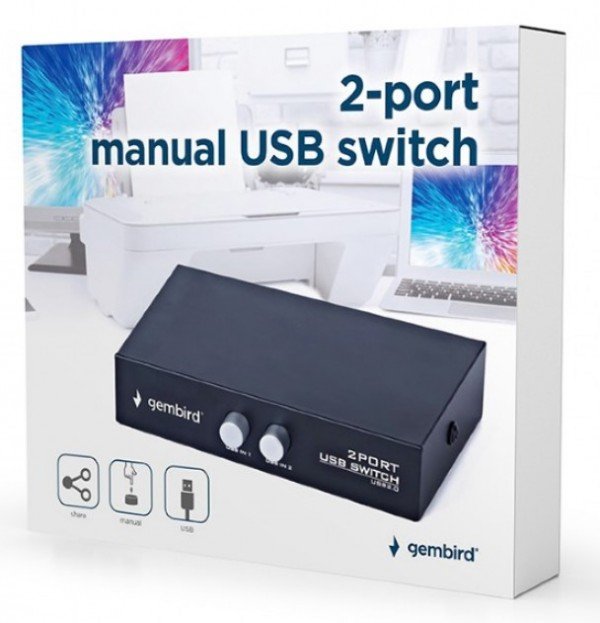DSU-21 Gembird 2 port manual USB switch