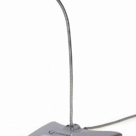 MIC-DU-01 Gembird Desktop mikrofon sa integrisanom zvucnom karticom, savitljivo telo, silver, 3.5mm