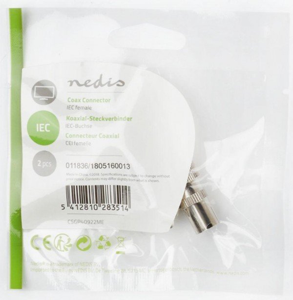 CSGP40922ME IEC zenski konektor, Nickel Plated, 75ohm, 7mm (pakovanje 2kom) - Slika 4