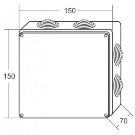 Razvodna kutija sa gumenom zaptivkom ME-K150x150x70mm (8uvodnica) IP65