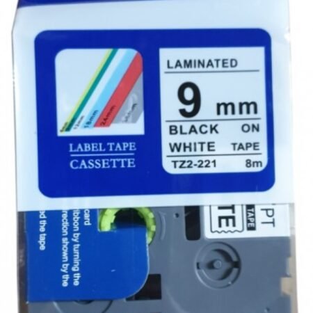 Traka TZ2-221 9mm Crno bela traka, 8m (e110vp i h108p)