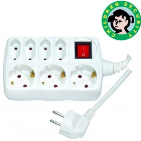 Produzni kabl sa 7 uticnica (3x1.5mm) 2m PM7P-2M DZ 16A, 250V-3680W