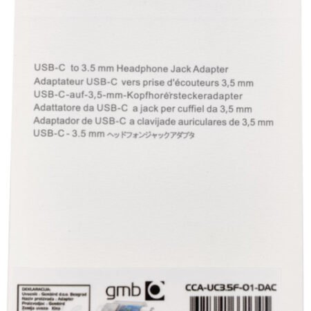 CCA-UC3.5F-01-DAC Gembird headphone adapter Type-C to 3.5mm adapter with retail box