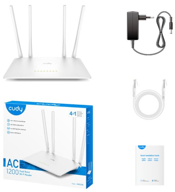 Cudy WR1200 AC1200 Dual Band 2.4+5Ghz Wi-Fi Ruter 1W/4LAN 10/100Mbps, 4x5dBi GUEST/WPS/DDNS - Slika 4