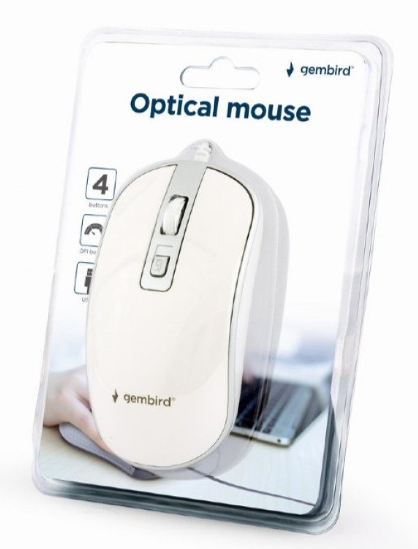 MUS-4B-06-WS Gembird Opticki mis 800-1200Dpi 4-button 99mm white/silver USB - Slika 2