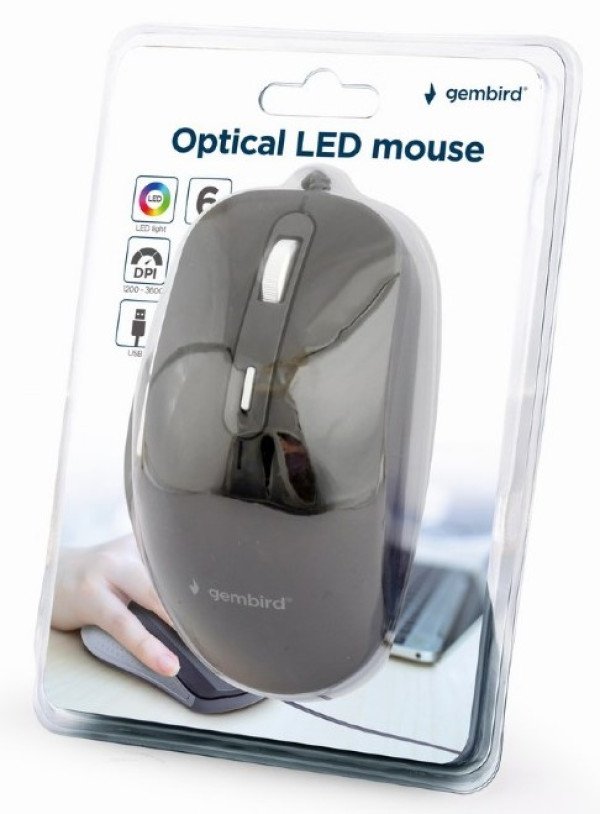 MUS-6B-02 Gembird RGB Opticki mis 1200-3600Dpi 6-button black 122mm USB - Slika 4