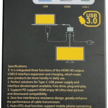 A-CM-HDMIF-05 ** Gembird TYPE-C TO HDMI + USB3.0 + PD ALUMINIUM ( 735)