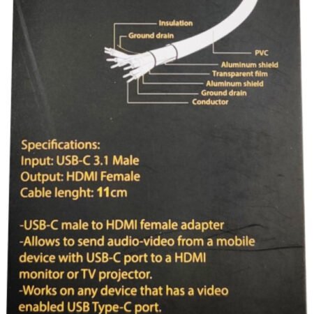 A-CM-HDMIF-03 ** Gembird TYPE-C TO HDMI 11cm CABLE (alt.A-CM-HDMIF-01, UH401, 479)
