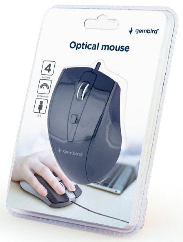 MUS-4B-02 Gembird Opticki mis 800-1200Dpi 4-button black 115mm USB - Slika 3