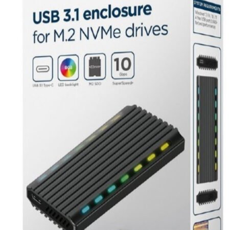 EE2280-U3C-03 Gembird USB 3.1 enclosure for M.2 NVMe drives, NGFF, backlighted, aluminum