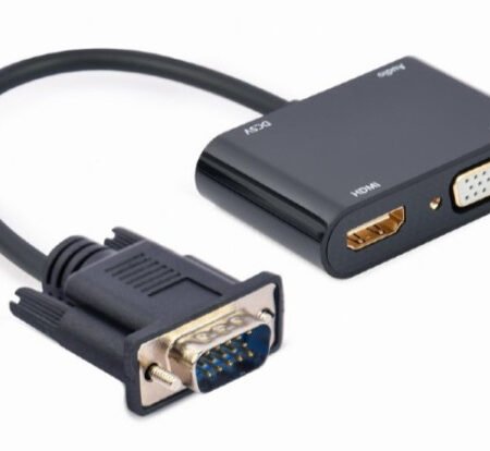 A-VGA-HDMI-02 Gembird VGA to HDMI + VGA adapter cable, 0.15 m, black
