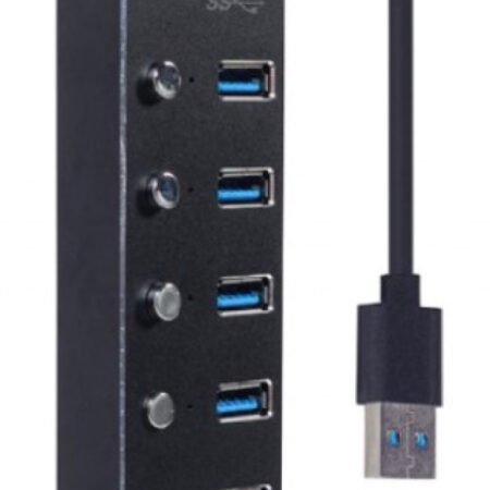 UHB-U3P7P-01 Gembird 7-port USB 3.1 (Gen 1) hub with switches, black