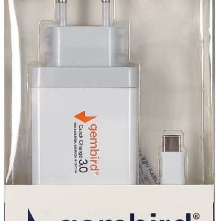 NPA-AC36 ** Gembird QC3.0 brzi punjac +Type C USB kabl,18W 3.6-6.5V/3A, 6.5V-9V/2A, 9V-12V/1.5A(351)