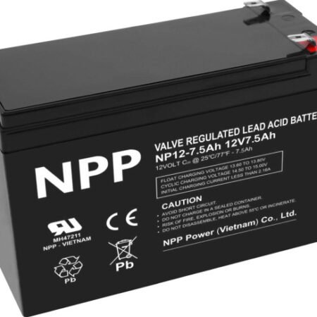 NPP NP12V-7.5Ah, AGM BATTERY,  C20=7.5AH, T1, 151x65x94x100, 2,07KG, BLACK