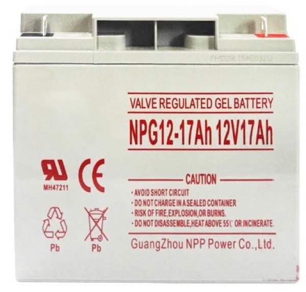 NPP NPG12V-17Ah, GEL BATTERY, C20=17AH, T3, 180*77*167*167, 4,8KG, Light grey - Slika 3