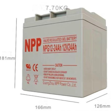 NPP NPG12V-24Ah, GEL BATTERY, C20=24AH, T14, 166x126x174x181, 7,6KG, Light grey