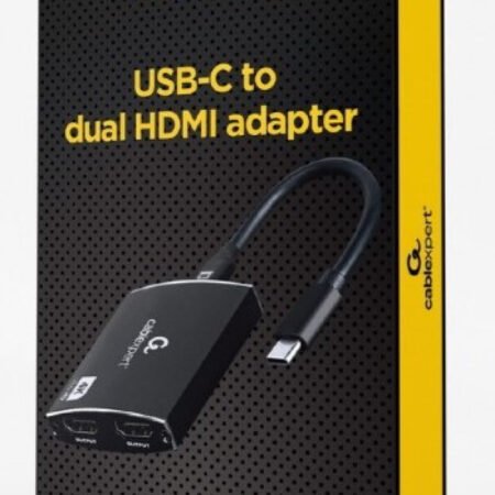 A-CM-HDMIF2-01 Gembird USB-C to dual HDMI adapter, 4K 60Hz, black