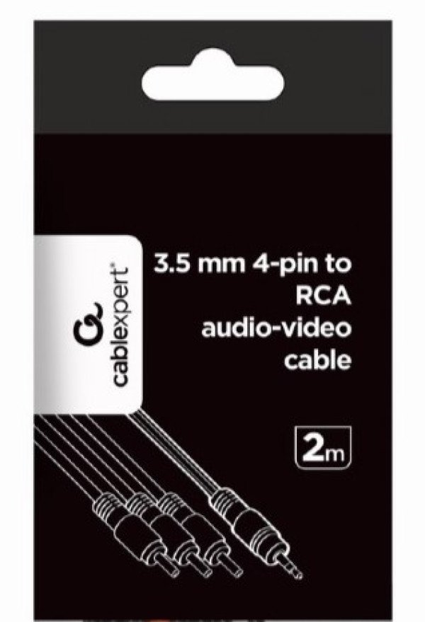 CCA-4P2R-2M Gembird Jack AV 3.5mm 4-pin, cable Jack AV 3.5mm male - 3x RCA male 2m black - Slika 3