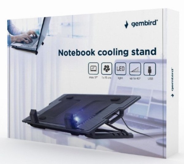 NBS-1F17T-01 Gembird hladnjak za laptop, 17inc 150mm Fan, USB, 370x265mm, Ergo Stand A - Slika 3