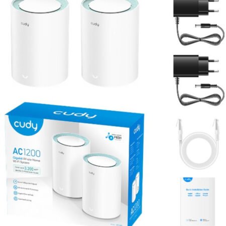 Cudy M1300 2-pack AC1200 Dual Band 2.4Ghz+5Ghz WiFi MESH, GiGABIT, 4x Antena 16MB/128DDR