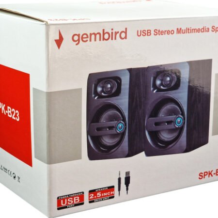 SPK-B23 * Gembird Stereo zvucnici black Wood, 2.5 inch, 6W RMS (2x3W) USB pwr, volume control, 3,5mm