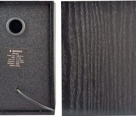 SPK-B23 * Gembird Stereo zvucnici black Wood, 2.5 inch, 6W RMS (2x3W) USB pwr, volume control, 3,5mm