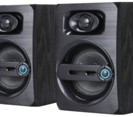 SPK-B23 * Gembird Stereo zvucnici black Wood, 2.5 inch, 6W RMS (2x3W) USB pwr, volume control, 3,5mm