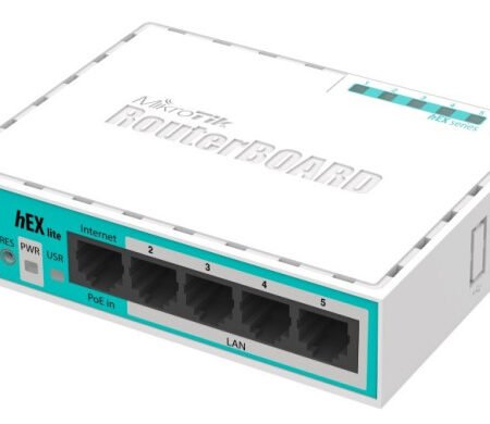 MikroTik RB750r2 heX LITE 5xLAN 10/100, 850MHz CPU, 64MB RAM, RouterOS L4 (265)