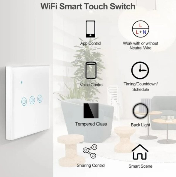 ZIGBEE-SMART-3 GANG-RSH-SP003-EU Gembird 3 Smart bezicna prekidaca,APP glasovna kontrola Glass Touch - Slika 3