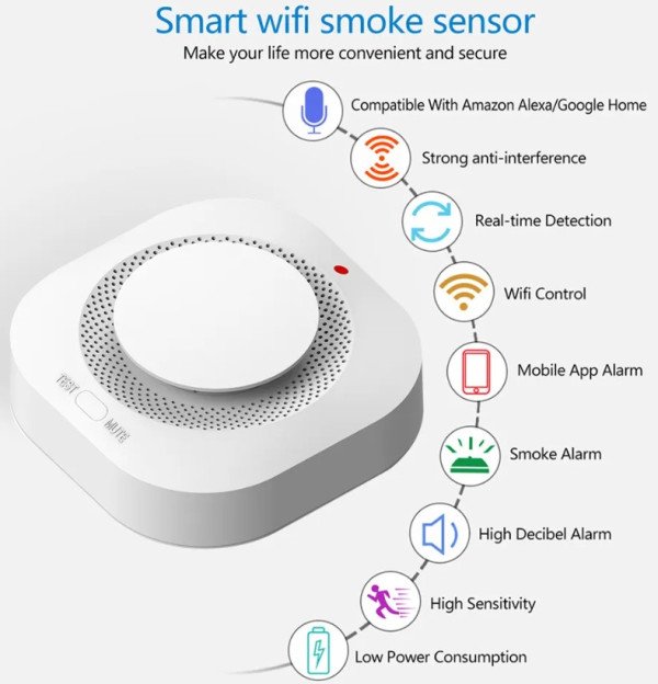 SMART-SMOKE Gembird Wifi pametni senzor detektor dima 80DB alarm pozara Zigbee - Slika 2