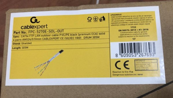 FPC-5270E-SOL-OUT Gembird, FTP cat.5E Outdoor, solid 24AWG, 0.51mm PREMIUM CCA kotur pun presek 305m - Slika 3